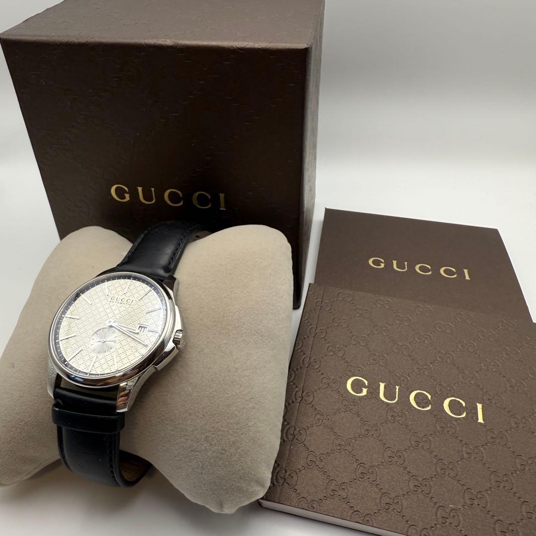 付属品有り GUCCI グッチ 時計 126.3 シルバー 革ベルト スモセコ