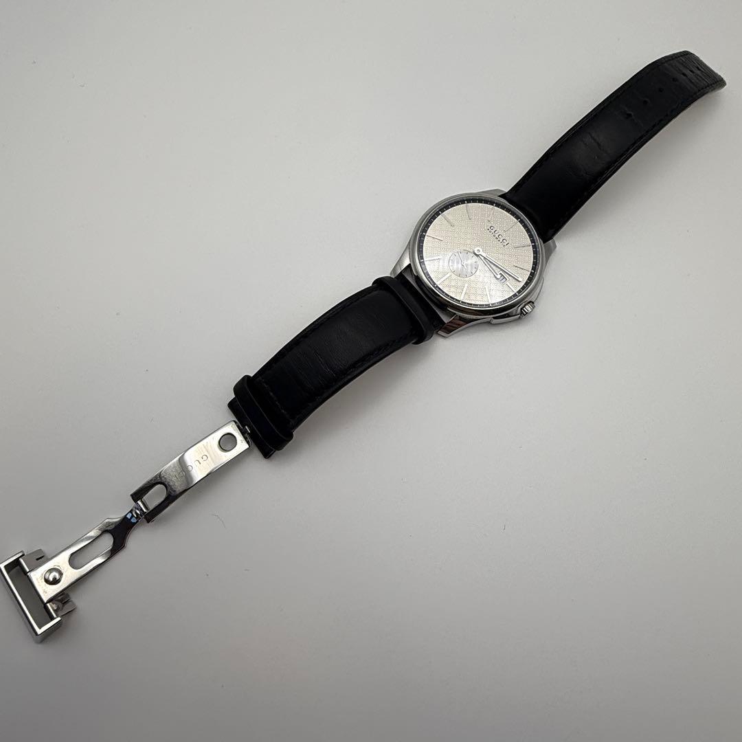 付属品有り GUCCI グッチ 時計 126.3 シルバー 革ベルト スモセコ