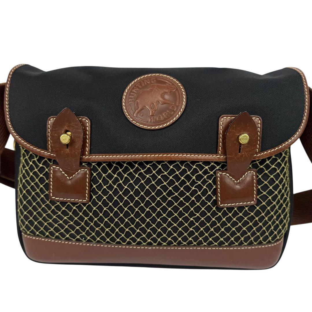 ハンティングワールド サファリトゥデイ メッセンジャーバッグ 黒 ブラウン