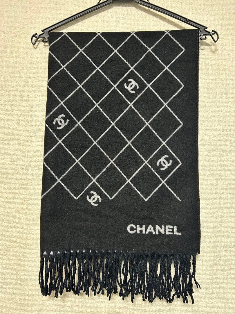 シャネル マフラー ブラック.グレー