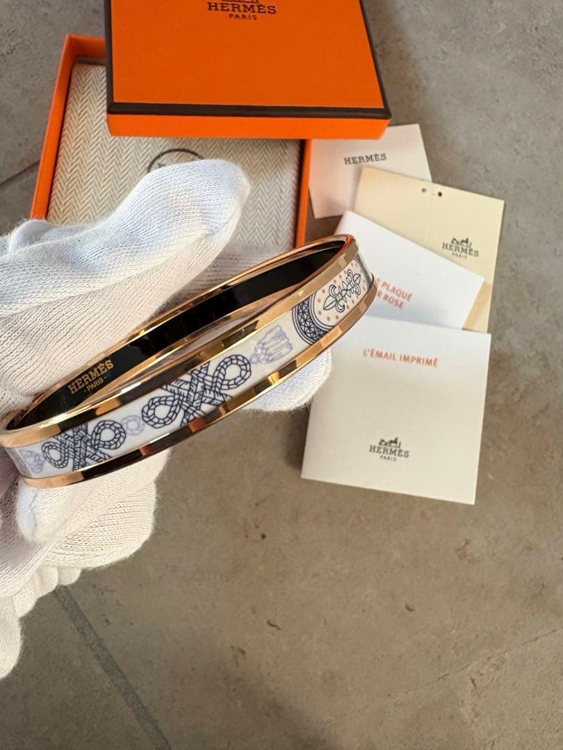 エルメス　エマイユPM グラン・アパラ バングル　エナメルブレスレット　美品