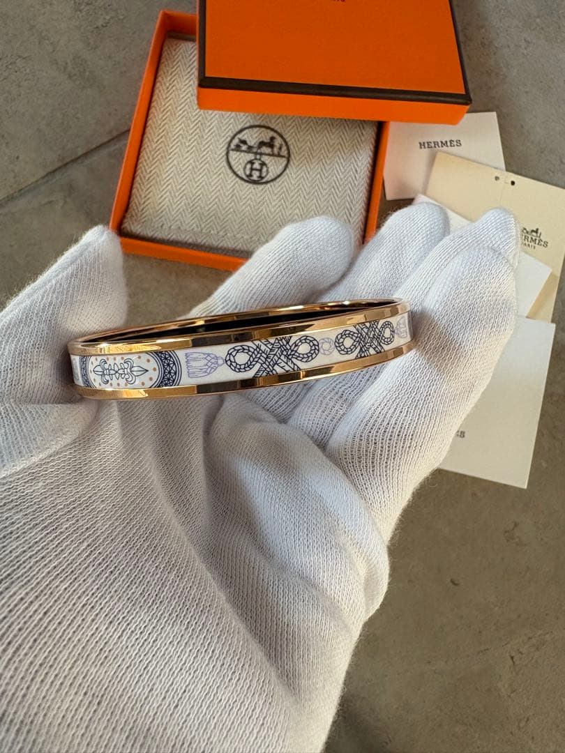 エルメス　エマイユPM グラン・アパラ バングル　エナメルブレスレット　美品