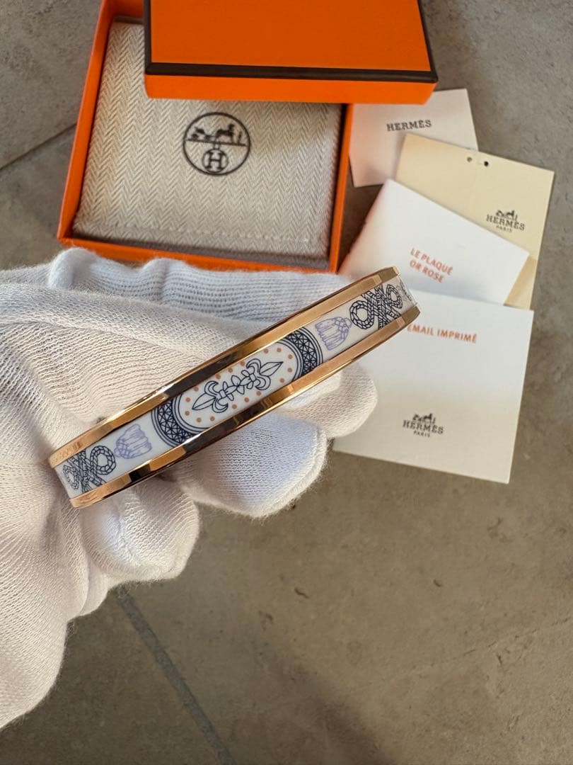 エルメス　エマイユPM グラン・アパラ バングル　エナメルブレスレット　美品