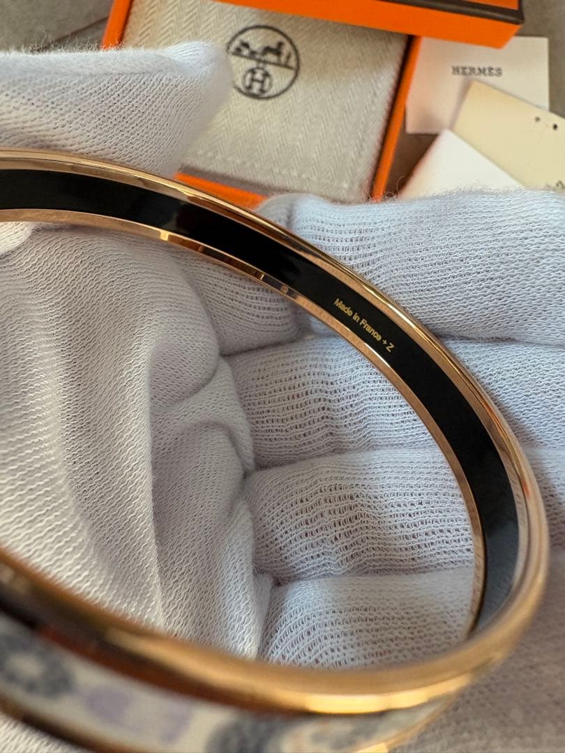 エルメス　エマイユPM グラン・アパラ バングル　エナメルブレスレット　美品