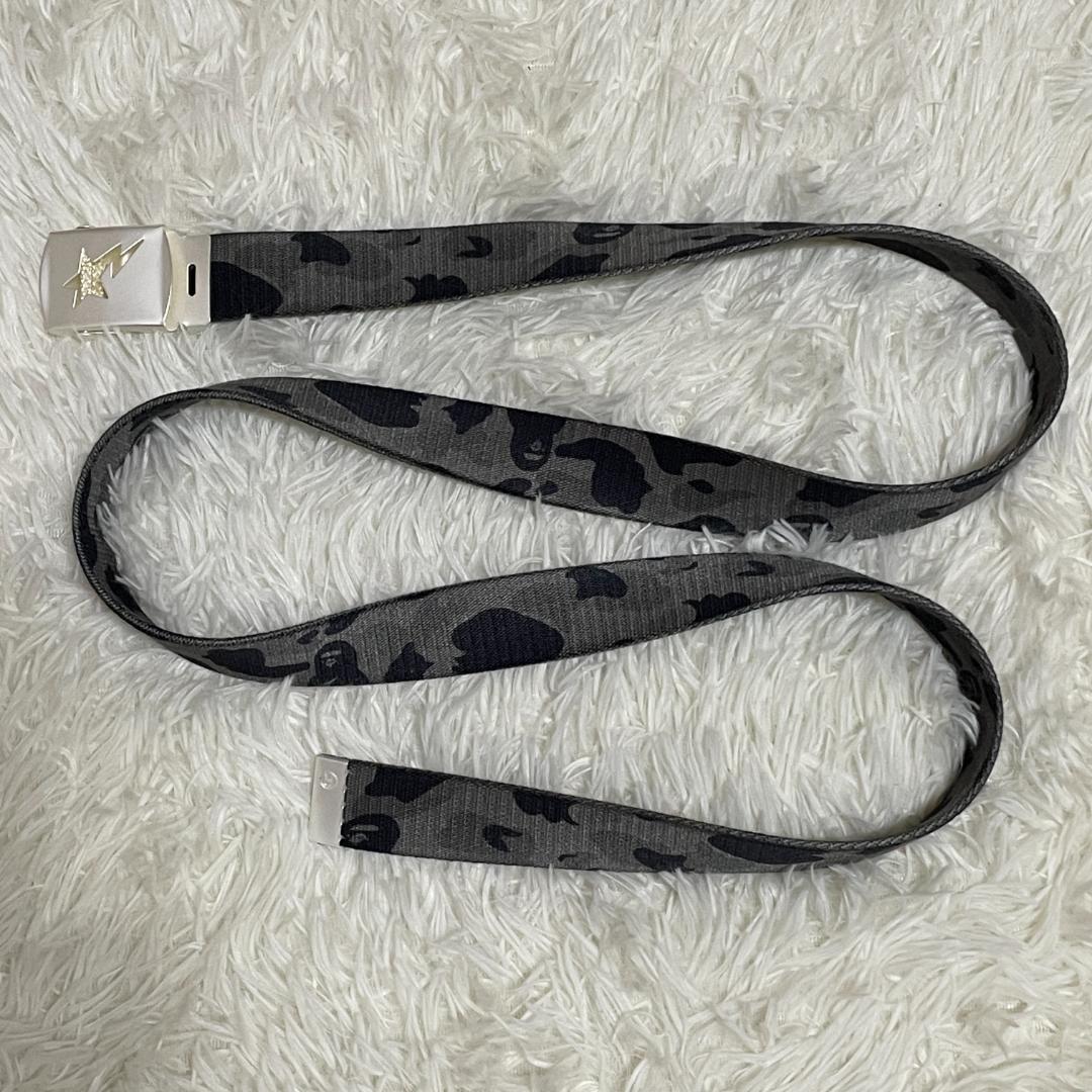 【未使用品】 エイプ BAPE　ガチャベルト　迷彩　カモフラ　グレー　星バックル