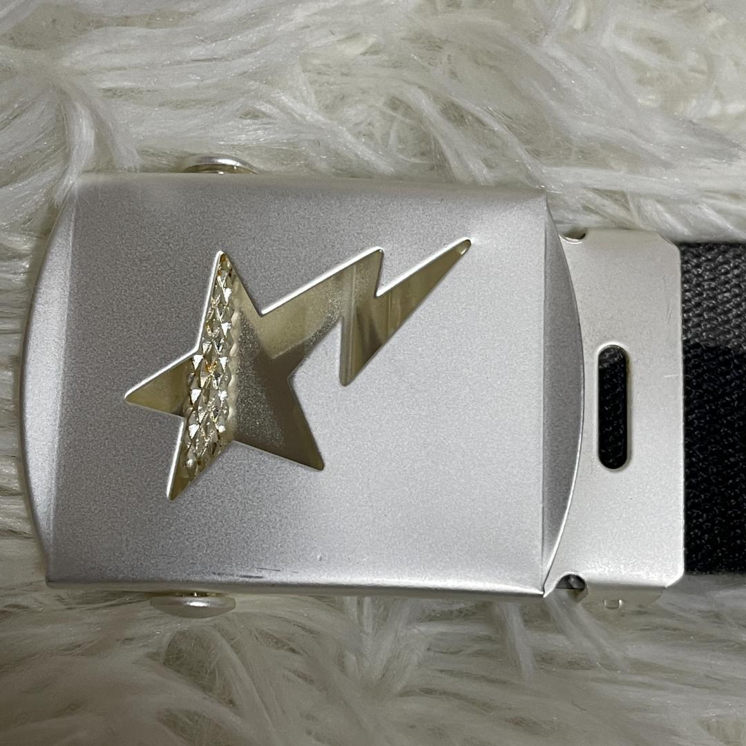 【未使用品】 エイプ BAPE　ガチャベルト　迷彩　カモフラ　グレー　星バックル