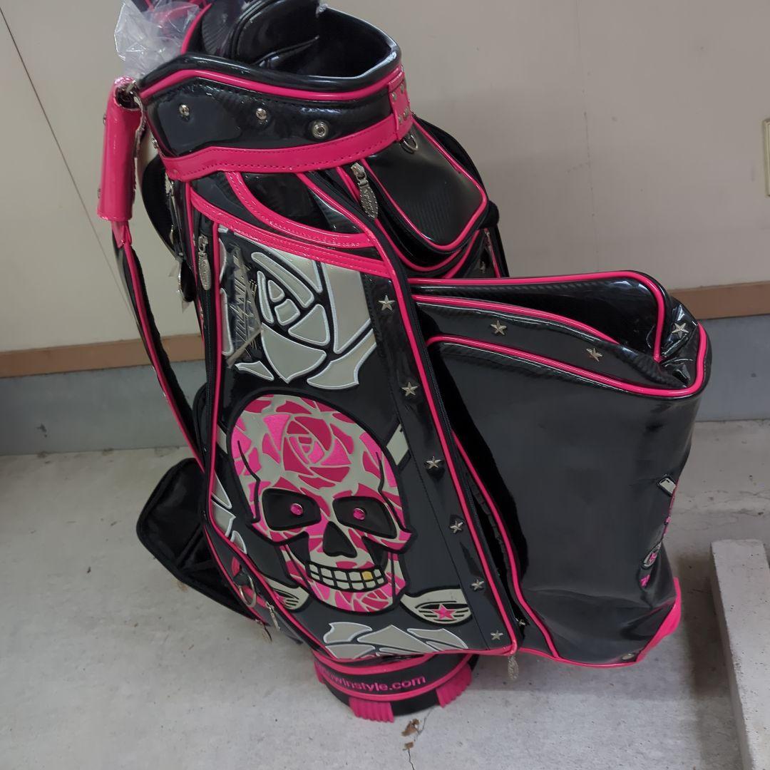 限定５０winwinstyle スカル ゴルフバッグ 黒/ピンク