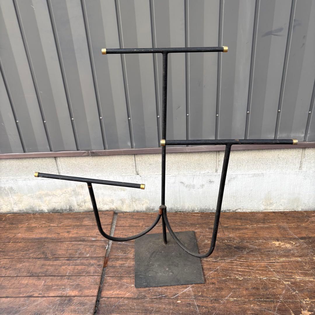 C1 ②北欧レトロ 店舗什器 アイアン ディスプレイスタンド 3段アーム 黒