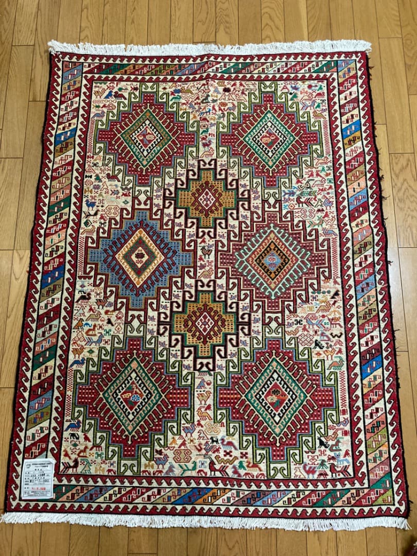 【在庫一掃セール】アルデビル キリム シルク 139cm×106cm