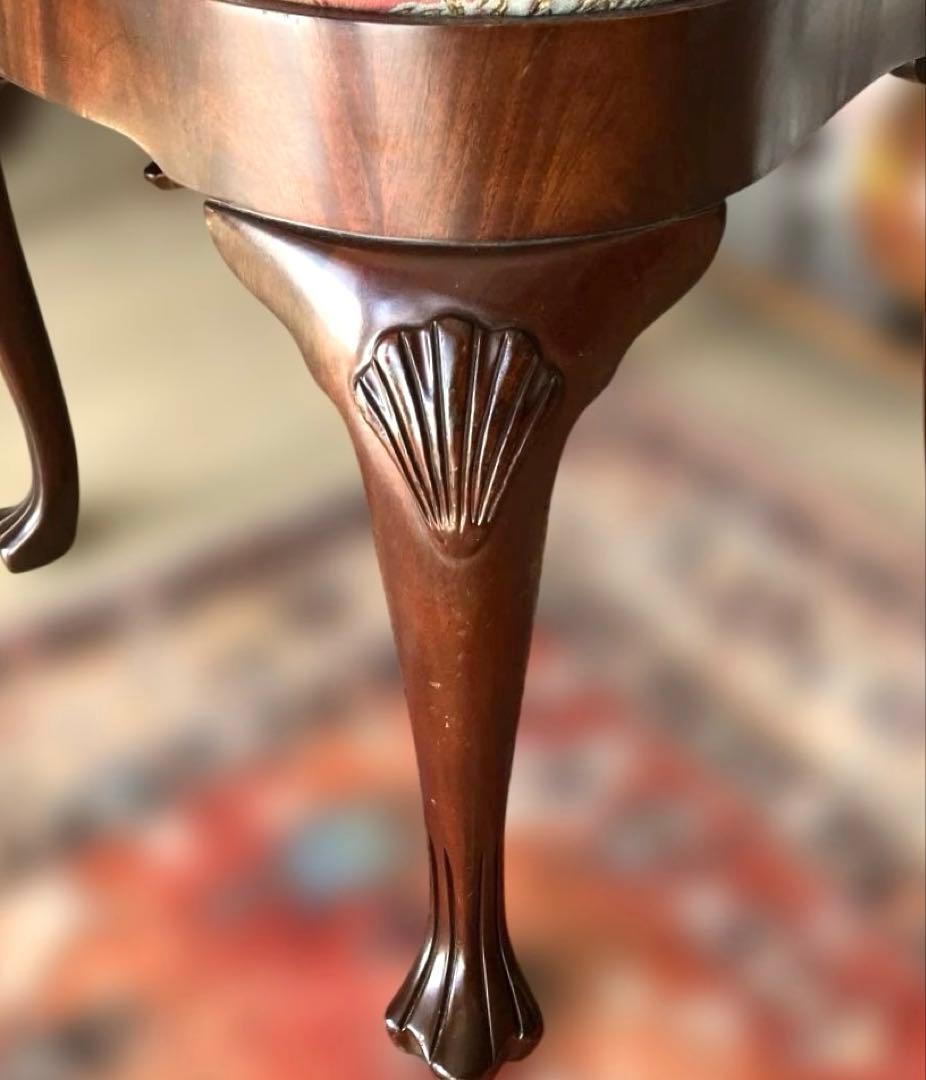 【送料無料地域限定］西洋カンセル社クイーンア様式ダイニング猫脚チェア２脚セット