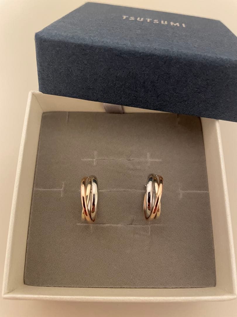 お値下げ！TSUTSUMI （ツツミ）ゴールドスリーカラー地金フープピアス