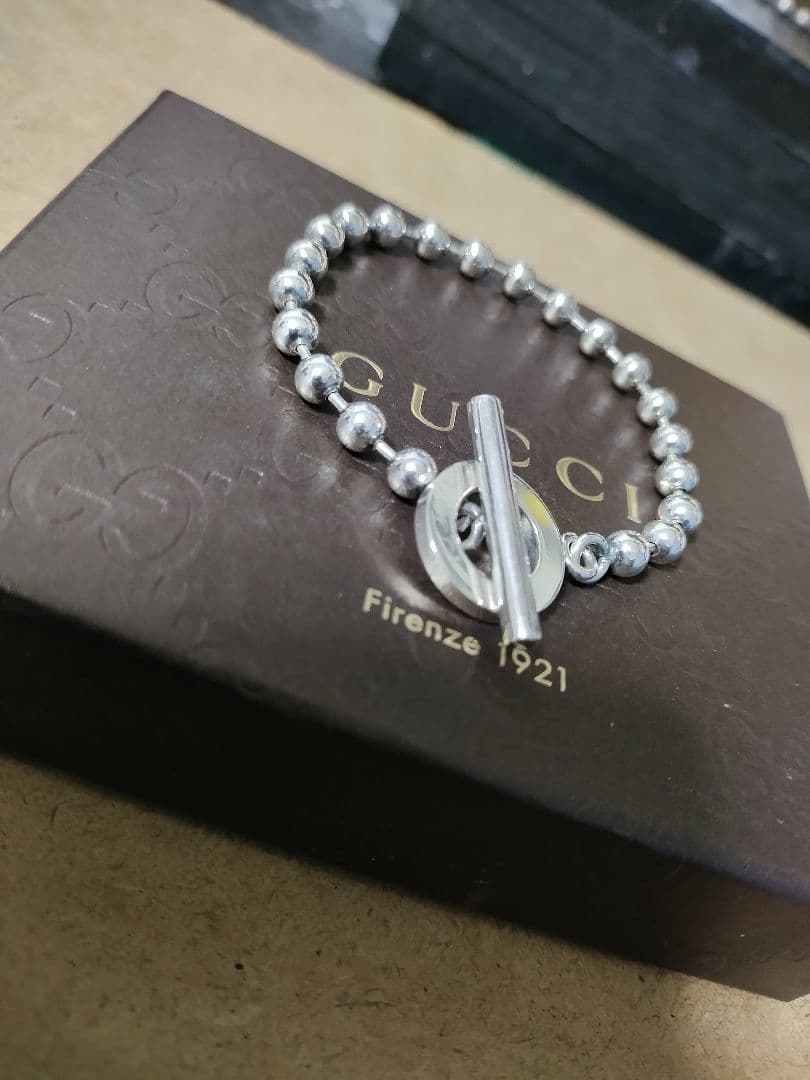 GUCCIグッチ シルバー925 ボールチェーンブレスレット 高級感あり 良好品