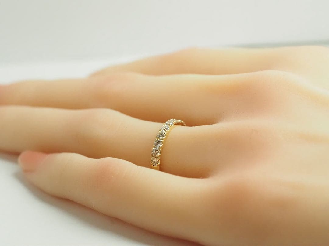 綺麗な✨0.50ct K18YG 天然ダイヤモンド ハーフエタニティリング
