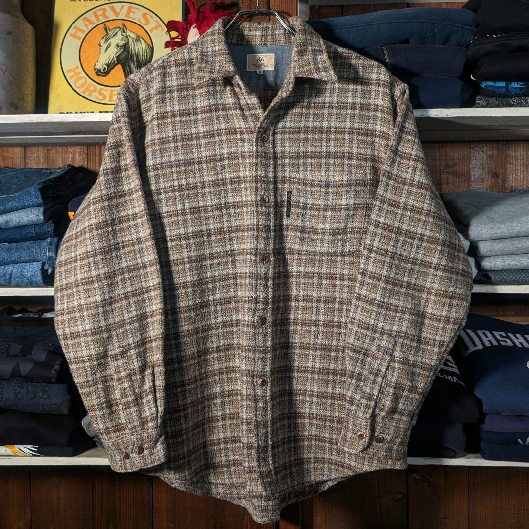 90s　常田大輝　ビックシルエット　ヘビーネルシャツ　チェック柄　ブラウン