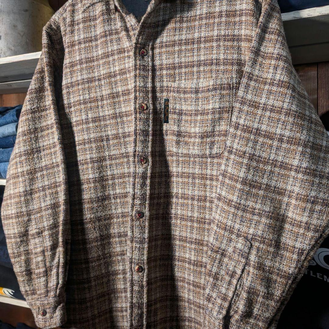 90s　常田大輝　ビックシルエット　ヘビーネルシャツ　チェック柄　ブラウン