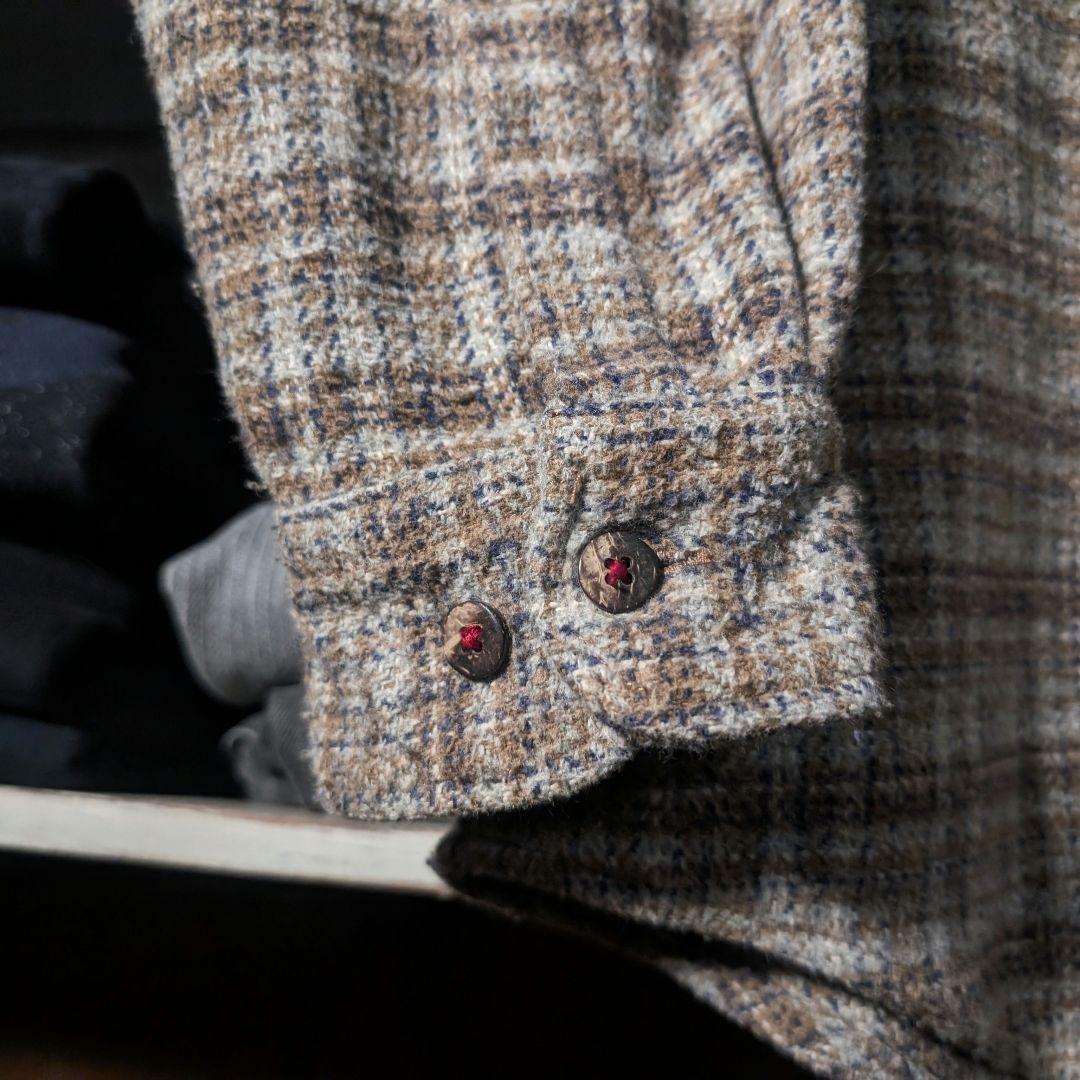 90s　常田大輝　ビックシルエット　ヘビーネルシャツ　チェック柄　ブラウン