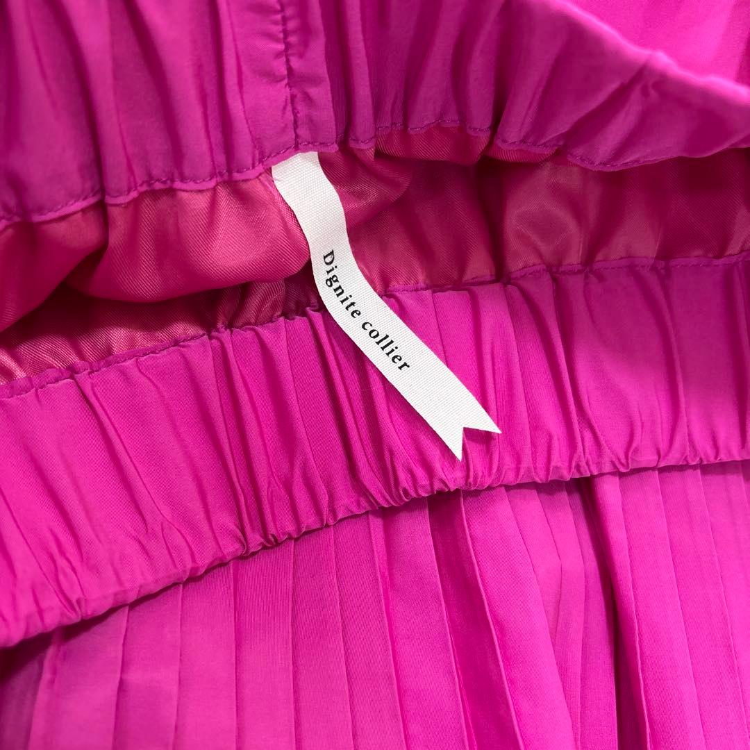 【新品】Dignite Collier 三段プリーツスカートスカート　ピンク