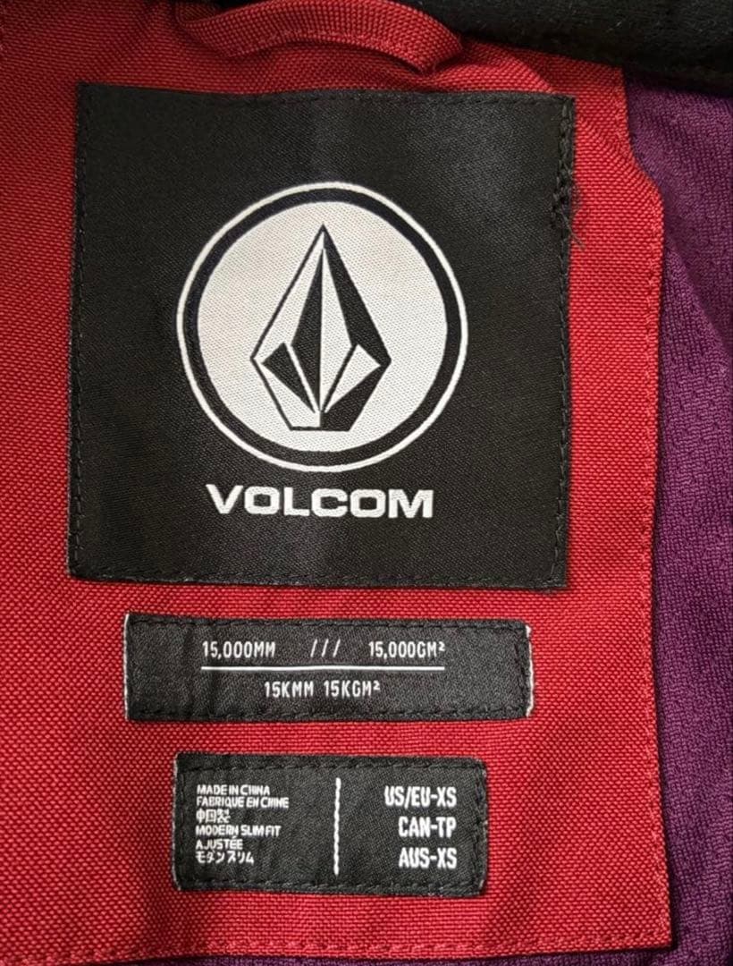 【VOLCOM】スノーボードパンツ赤 XS（SS）耐水15,000mmレディース