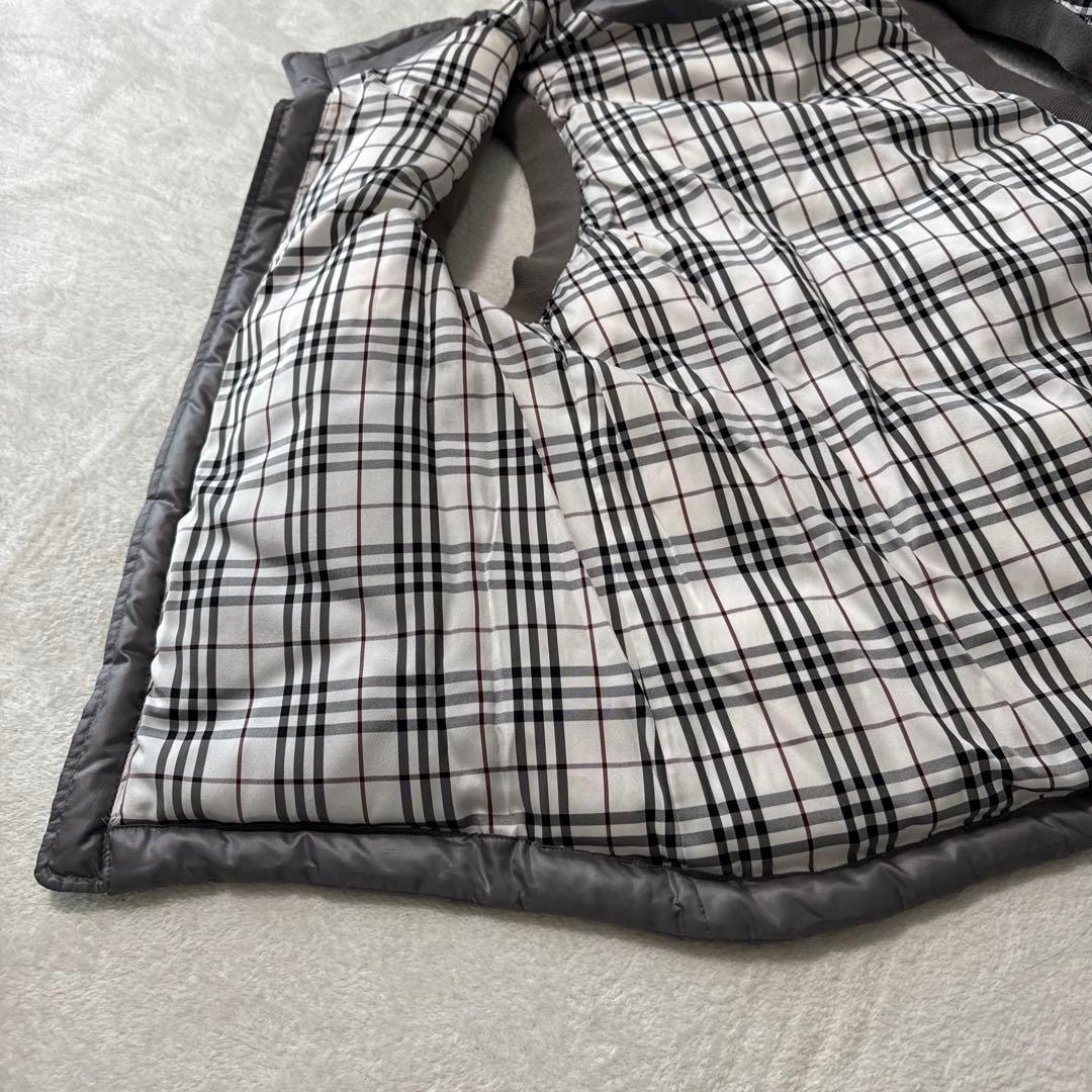 極美品 バーバリーブラックレーベル ダウンベスト フード取り外し可 グレー M