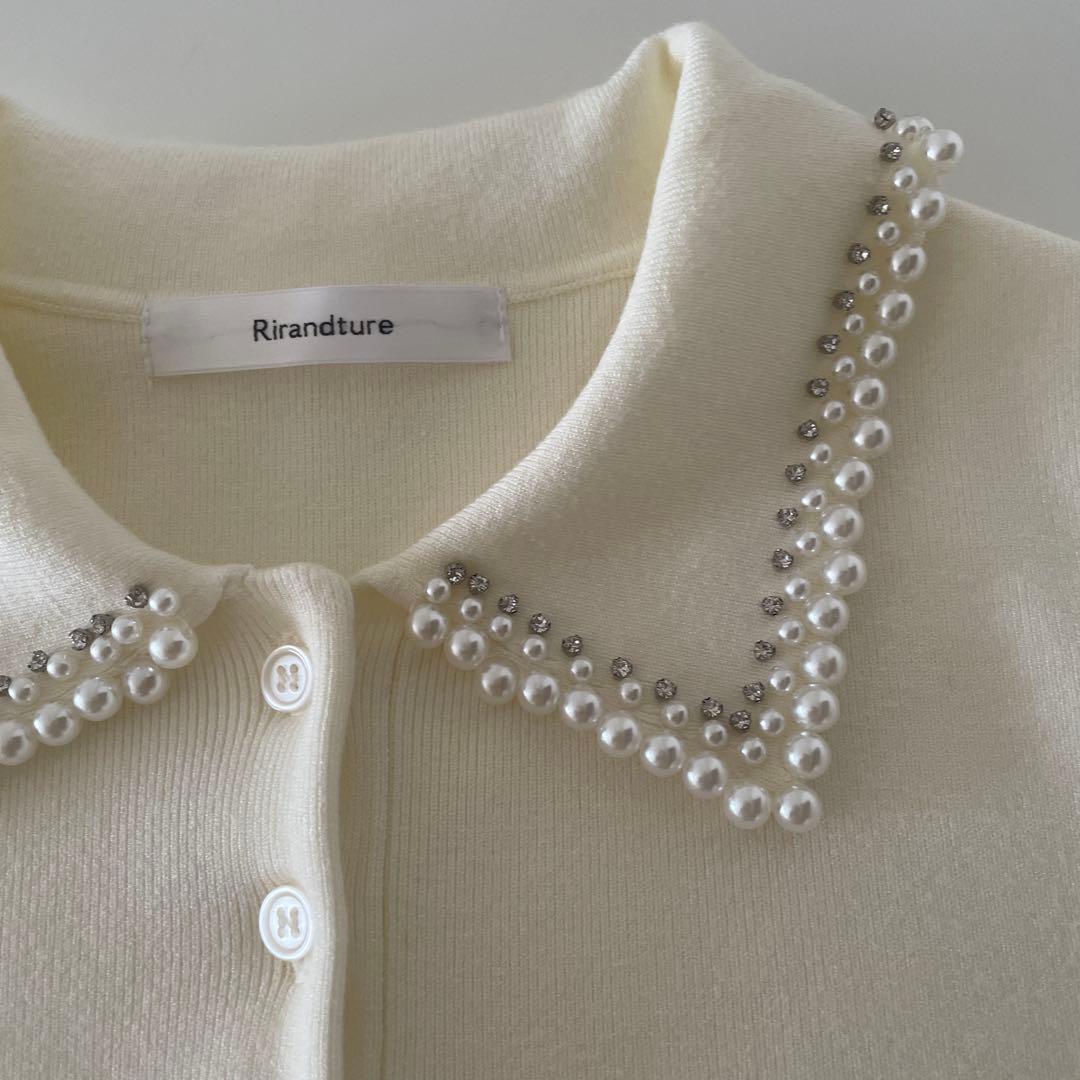 Rirandture パールカラーポロニット　オフ白　m