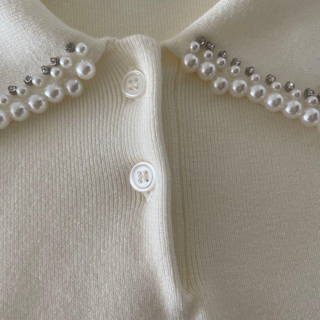 Rirandture パールカラーポロニット　オフ白　m