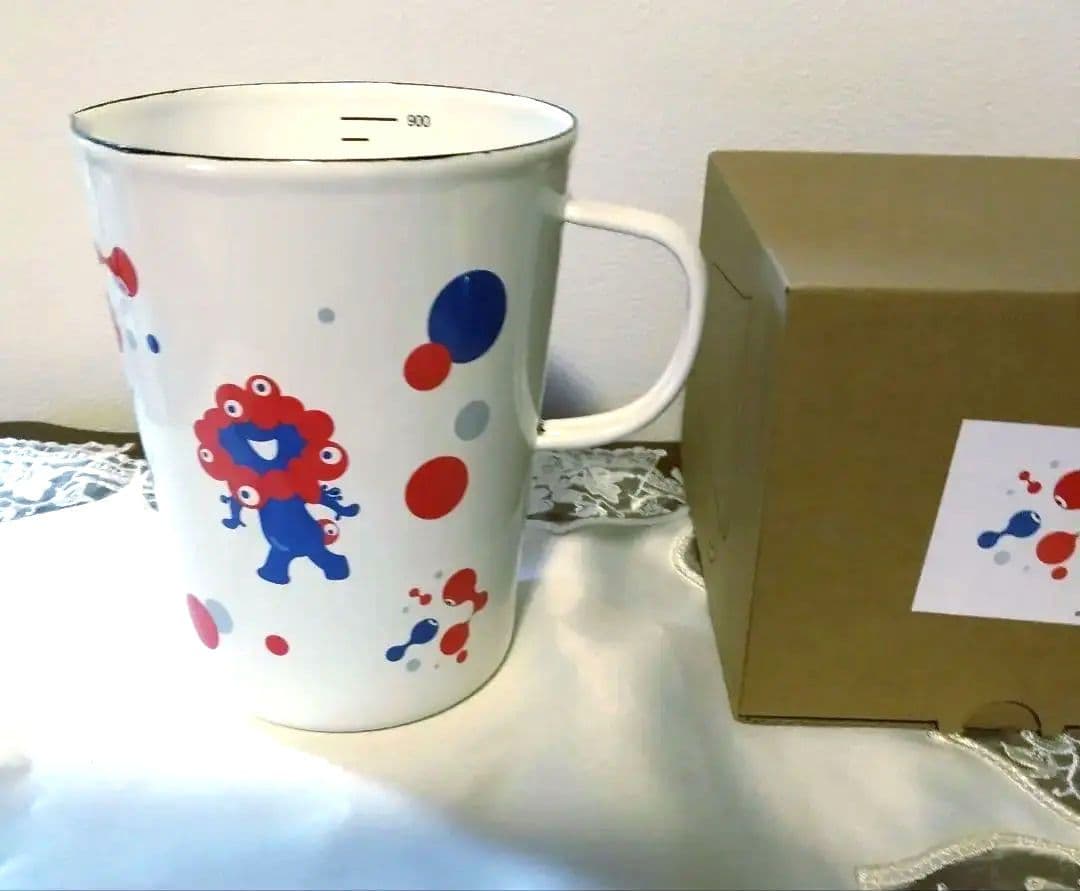 ◆関西万博　ミャクミャク　ホーローメジャーカップ　水玉　Lサイズ◆