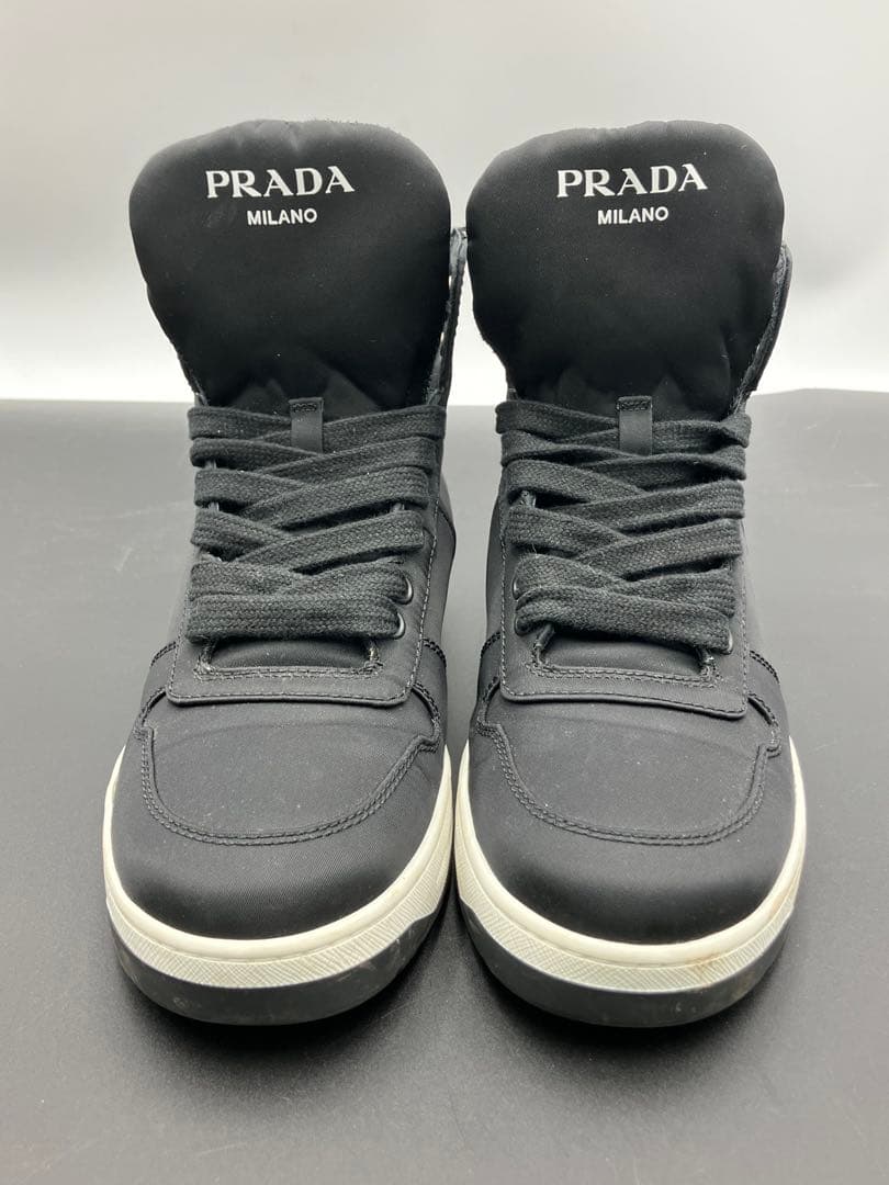 PRADA RE-NYLON ハイカットスニーカー 937 37 BLK