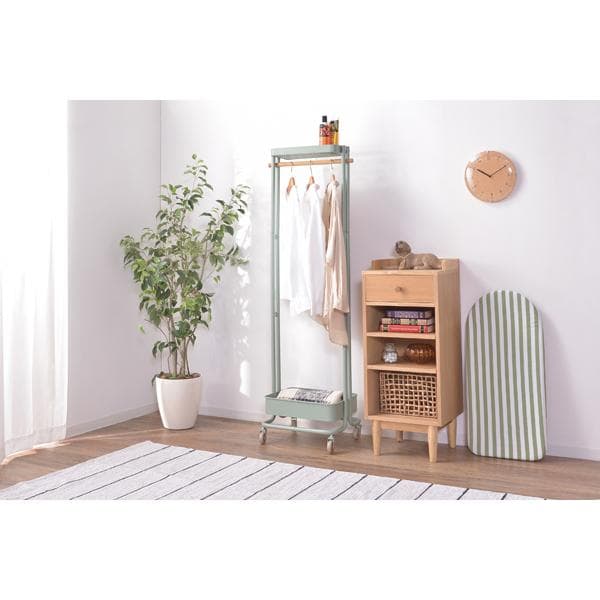 限定SALE！ハンガーラック 収納 棚付 おしゃれ かわいい グリーン