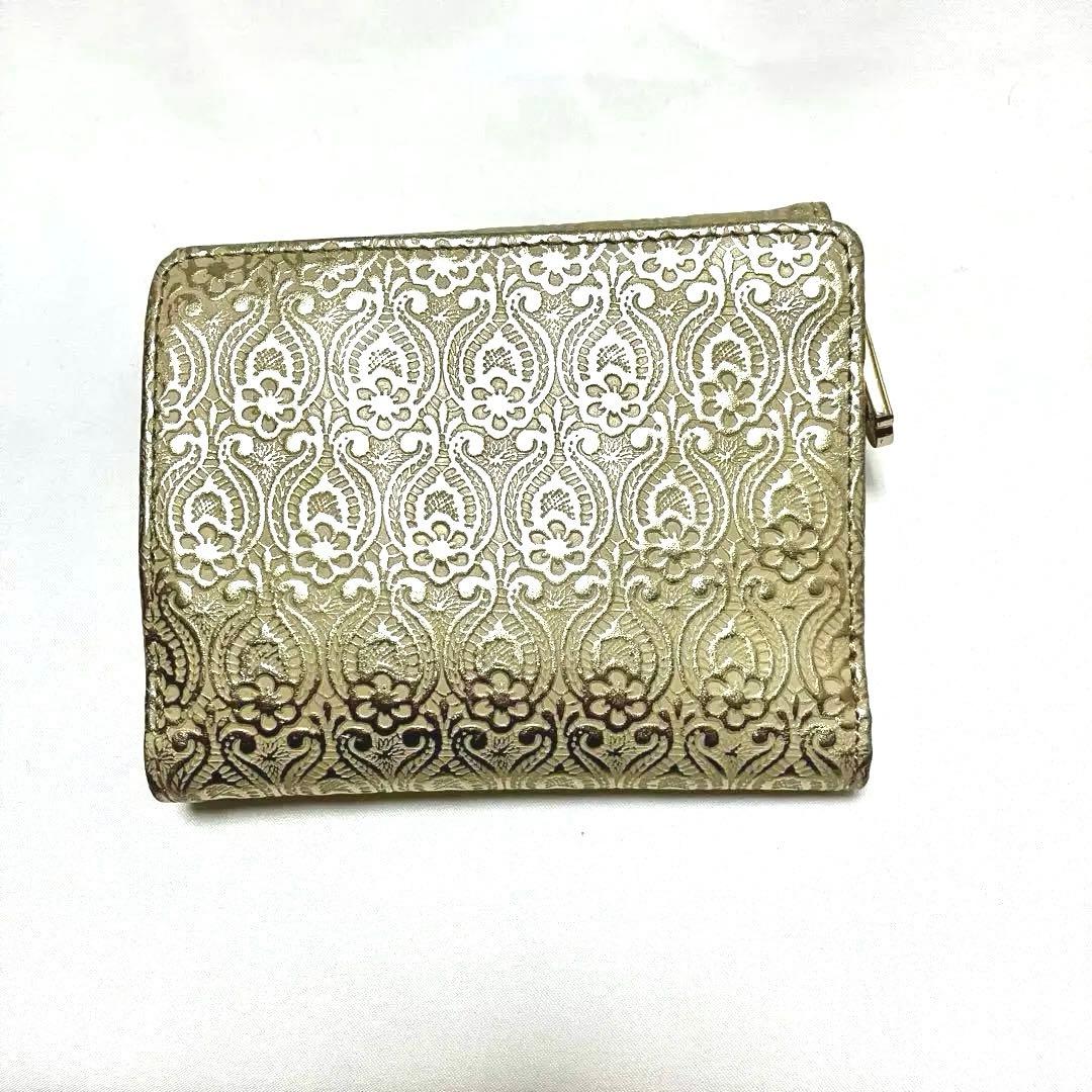 ANNA SUI 新品 未使用 アナスイ 三つ折り財布 ゴールド Ｌ字ファスナー