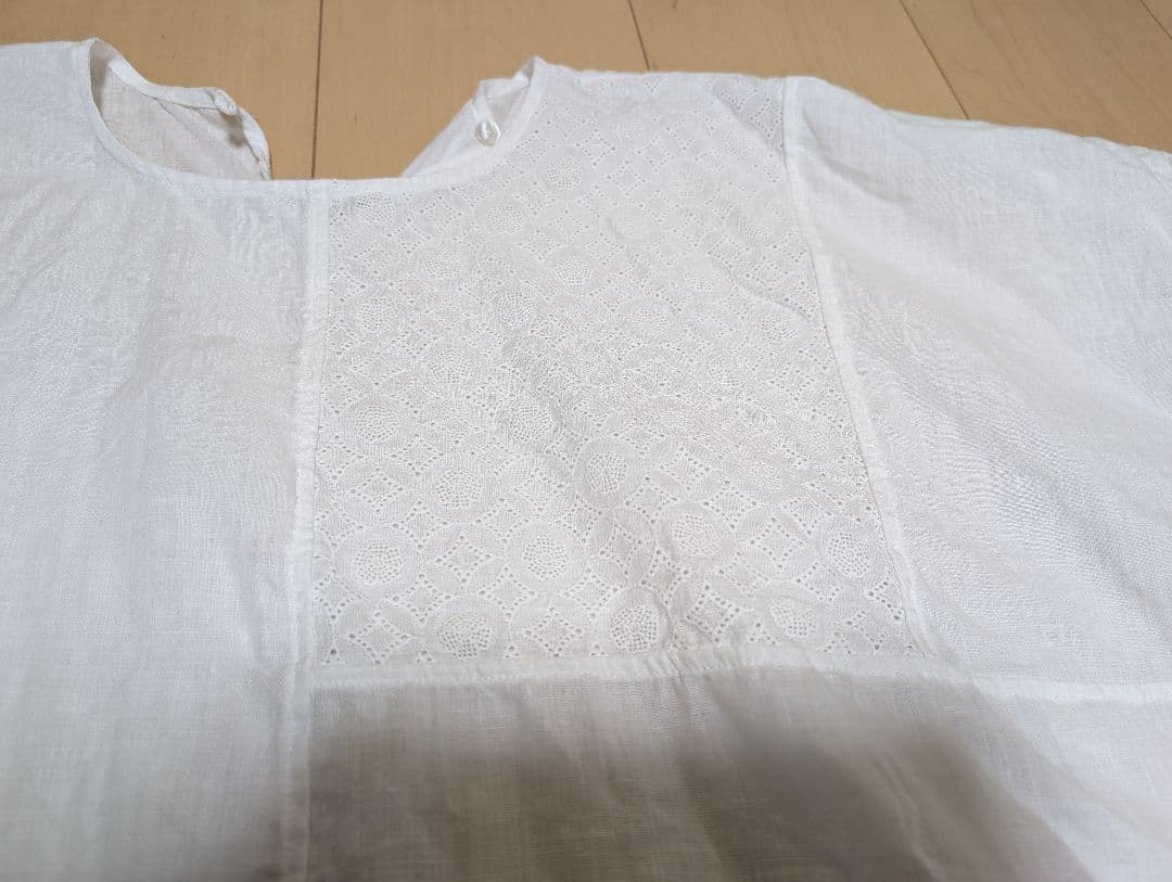 中川政七商店 亜麻の花七宝刺繍 プルオーバー 白