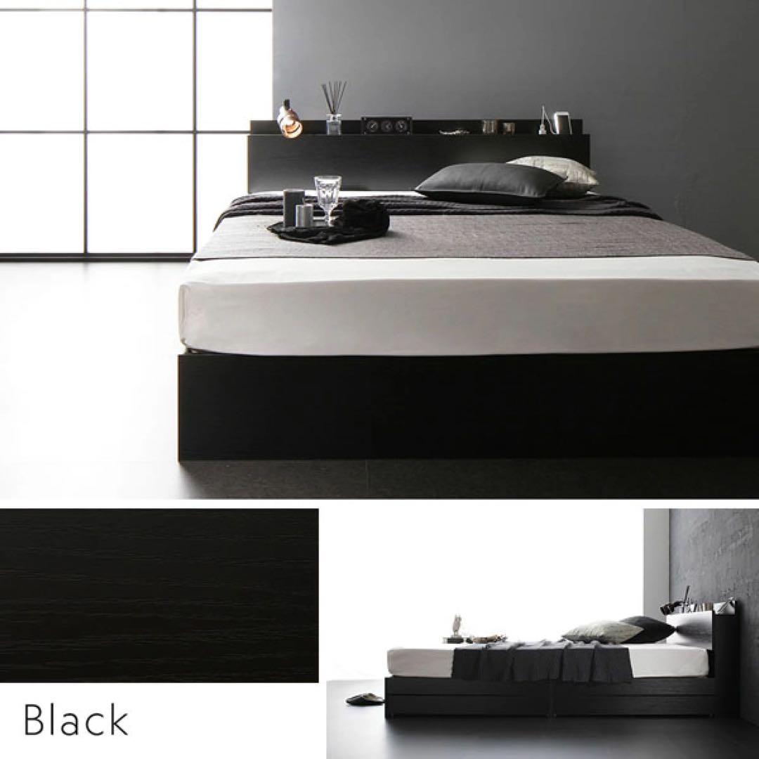 【収納付き】ダブルベッドフレーム ブラック