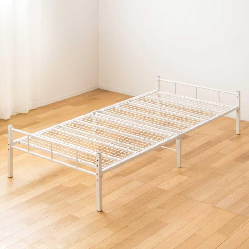頑丈設計のヘッドレスパイプベッド ホワイト [2038]