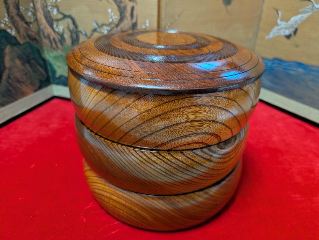 和食器　三段重　欅　ナチュラル　大きいサイズ