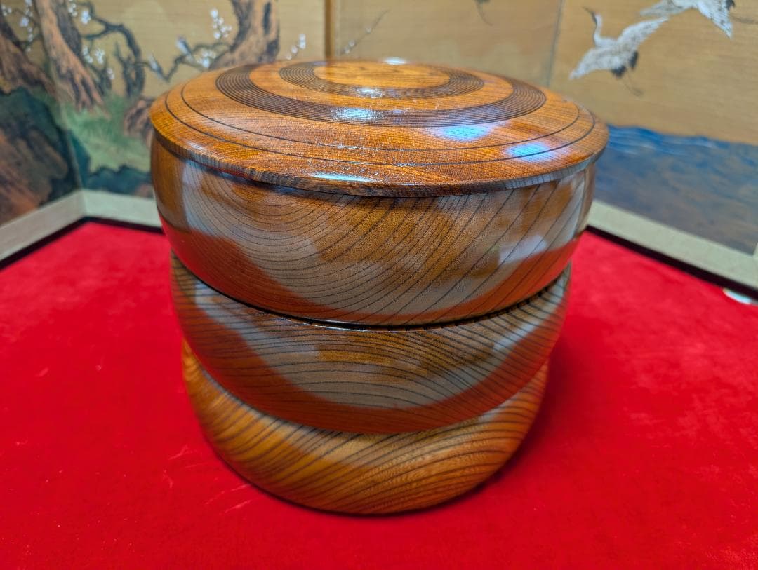 和食器　三段重　欅　ナチュラル　大きいサイズ