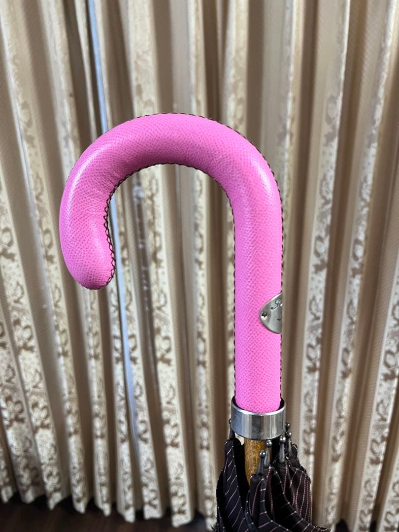 マリアフランチェスコ　長傘　手元ブラウン/ピンク