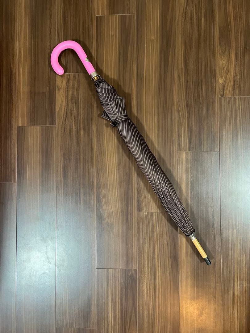 マリアフランチェスコ　長傘　手元ブラウン/ピンク