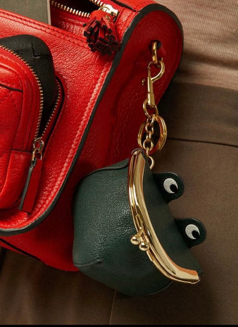 美品✴︎アニヤハインドマーチ　フロッグ　フレームポーチ　がま口　小物入れ　チャーム