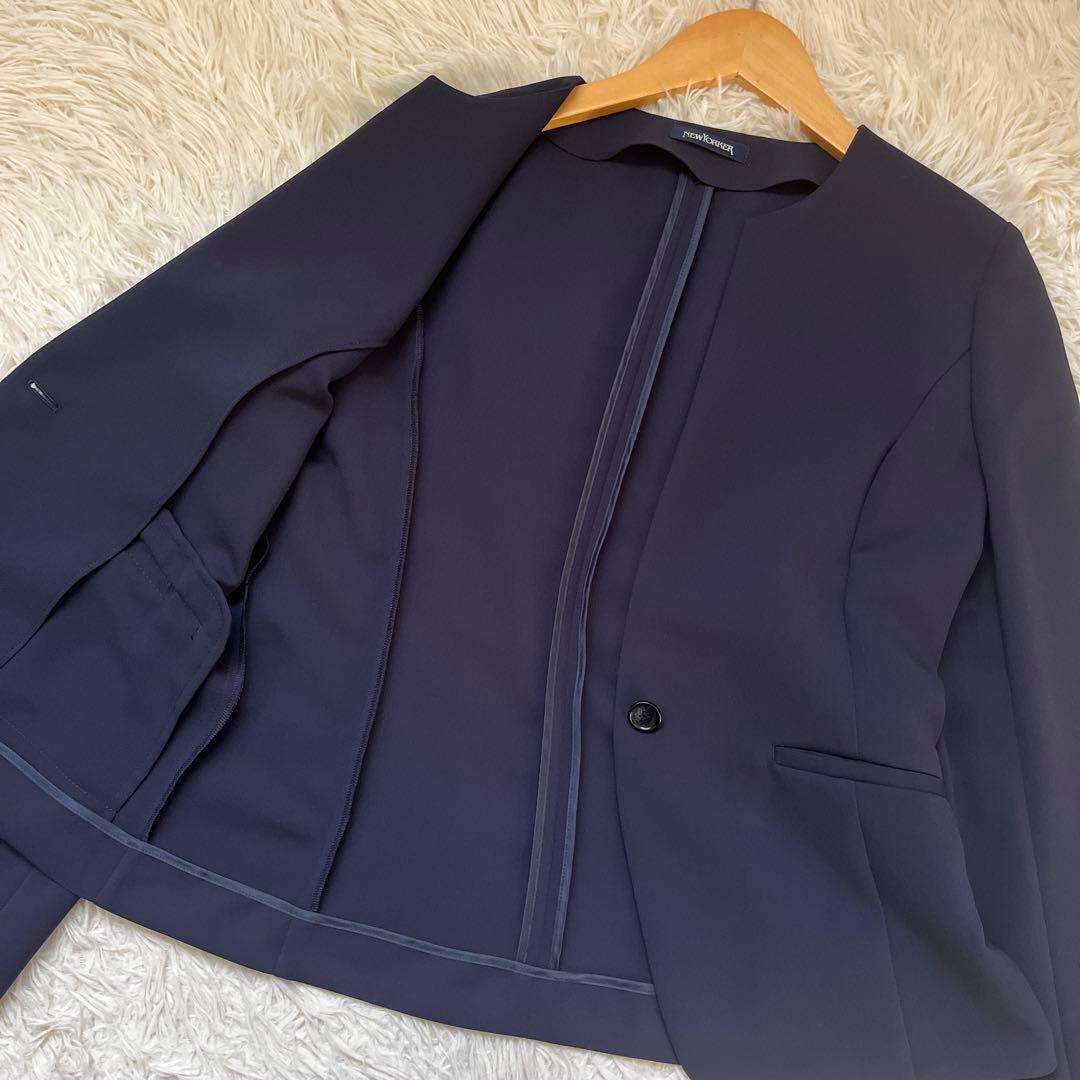 ●NEW YORKER スーツ　セットアップ ノーカラー　パンツ　洗える　上下