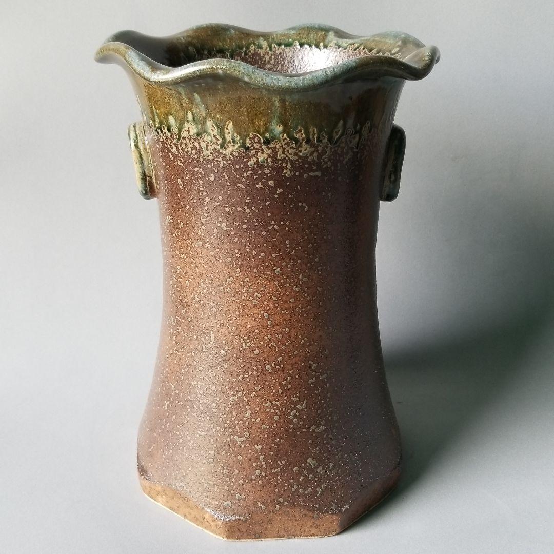 信楽焼傘立て  南蛮口広耳付き 高さ４１cm