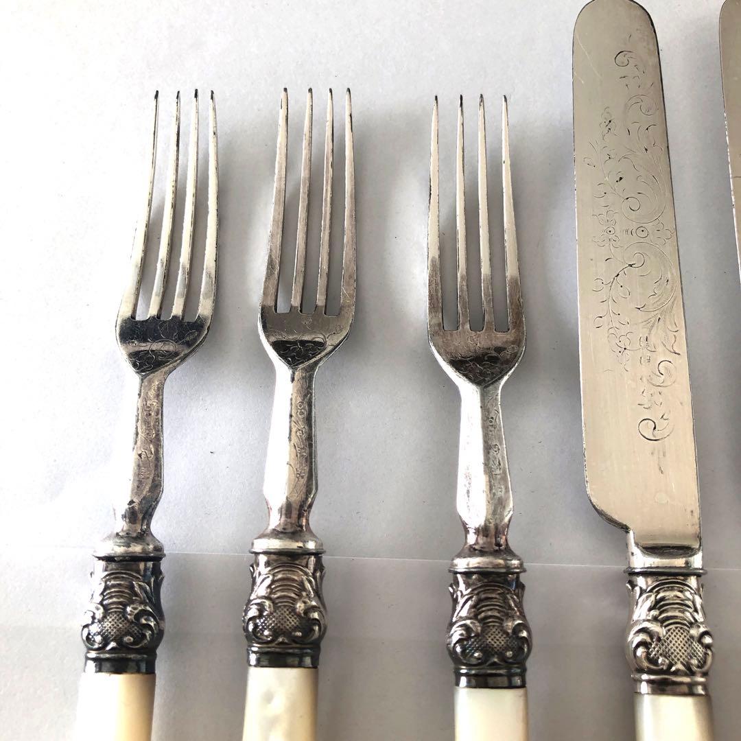 白蝶貝　デザート用　ナイフとフォーク