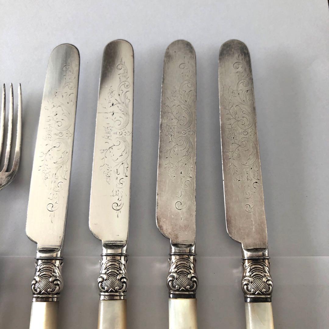 白蝶貝　デザート用　ナイフとフォーク