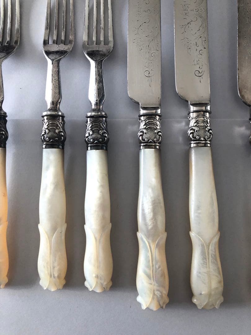 白蝶貝　デザート用　ナイフとフォーク