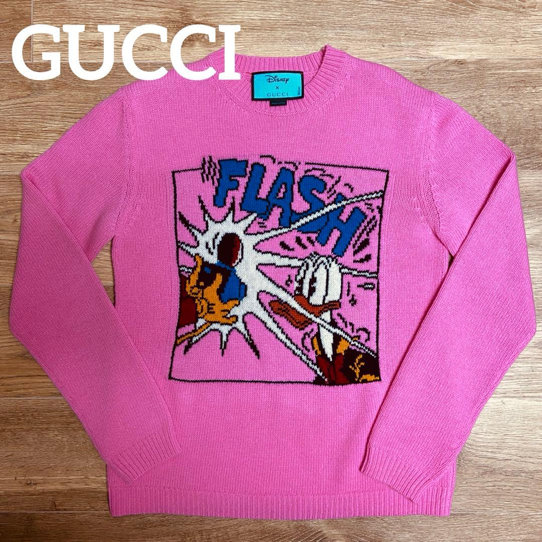 神*子様 グッチ × ディズニー ドナルドダック ニット セーター ピンク 長袖