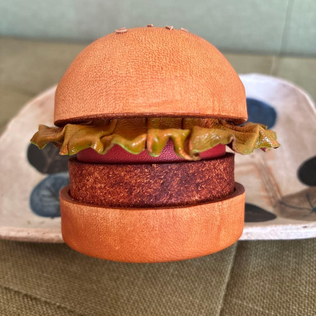 革パティシエ 【高級mini革バーガー】小物入れ 革工房Broonie