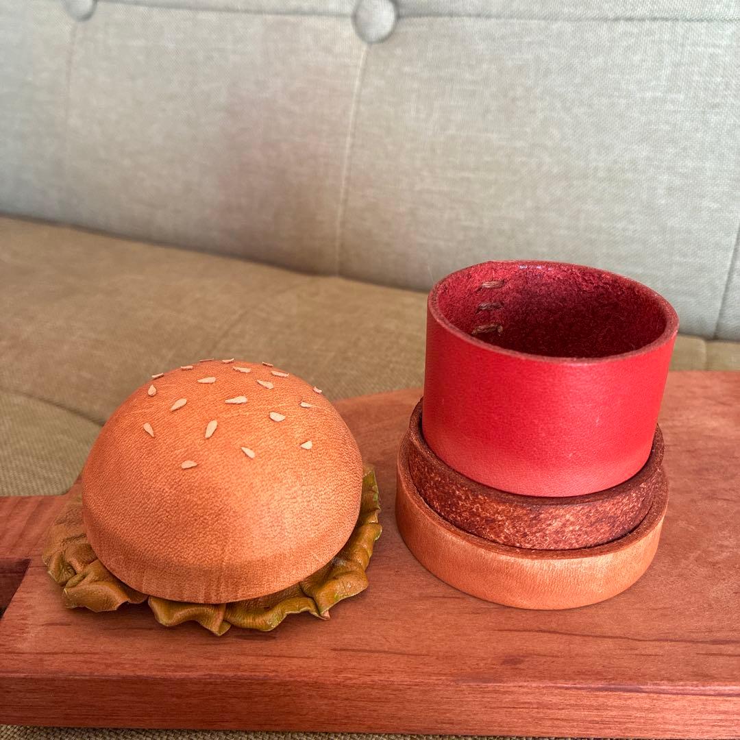 革パティシエ 【高級mini革バーガー】小物入れ 革工房Broonie