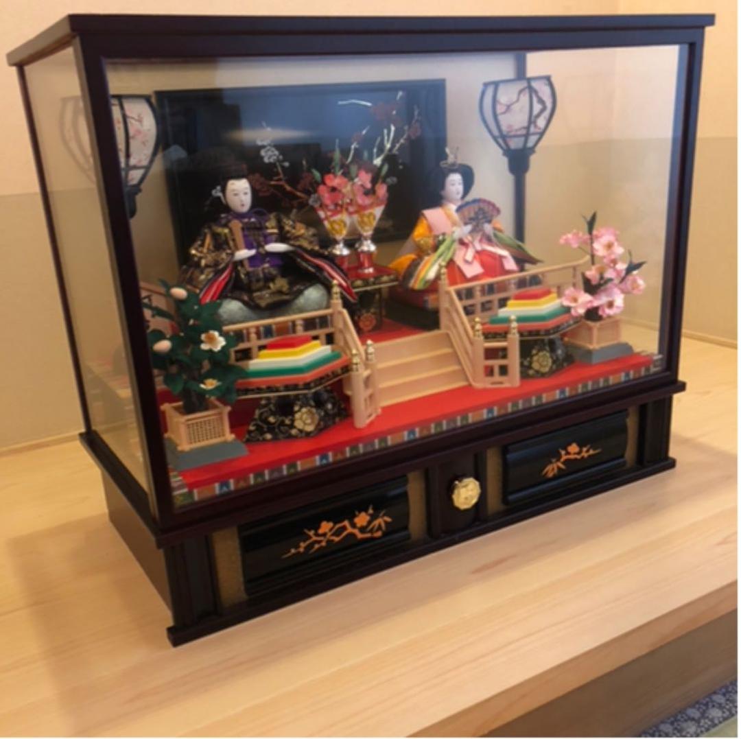 ひな人形　河寿作　親王ケース入　オルゴール付き