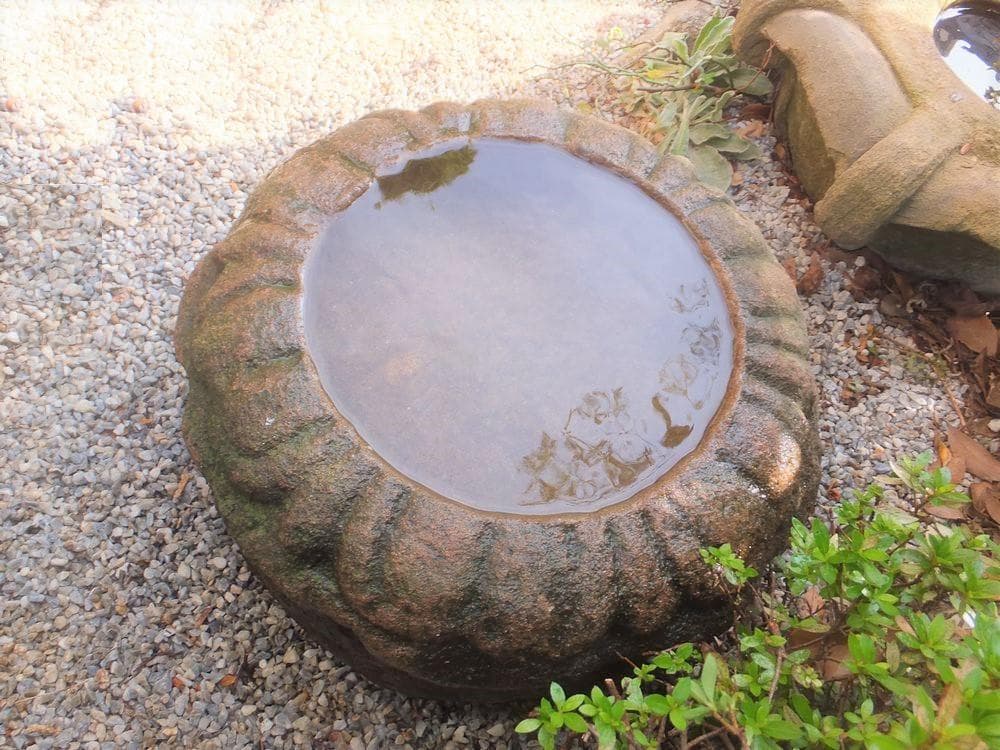 【丸型水鉢・向鉢・蹲】庭石オブジェ箱庭苔鉢苔玉バードバス向鉢造園ガーデニング