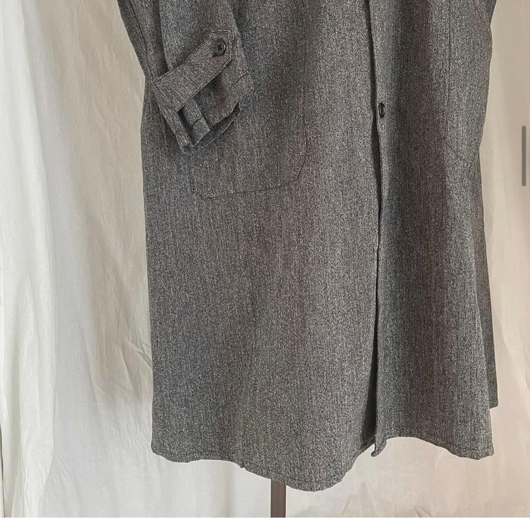 黒刺繍タグ★30s AU MOLINEL ブラックシャンブレー アトリエコート