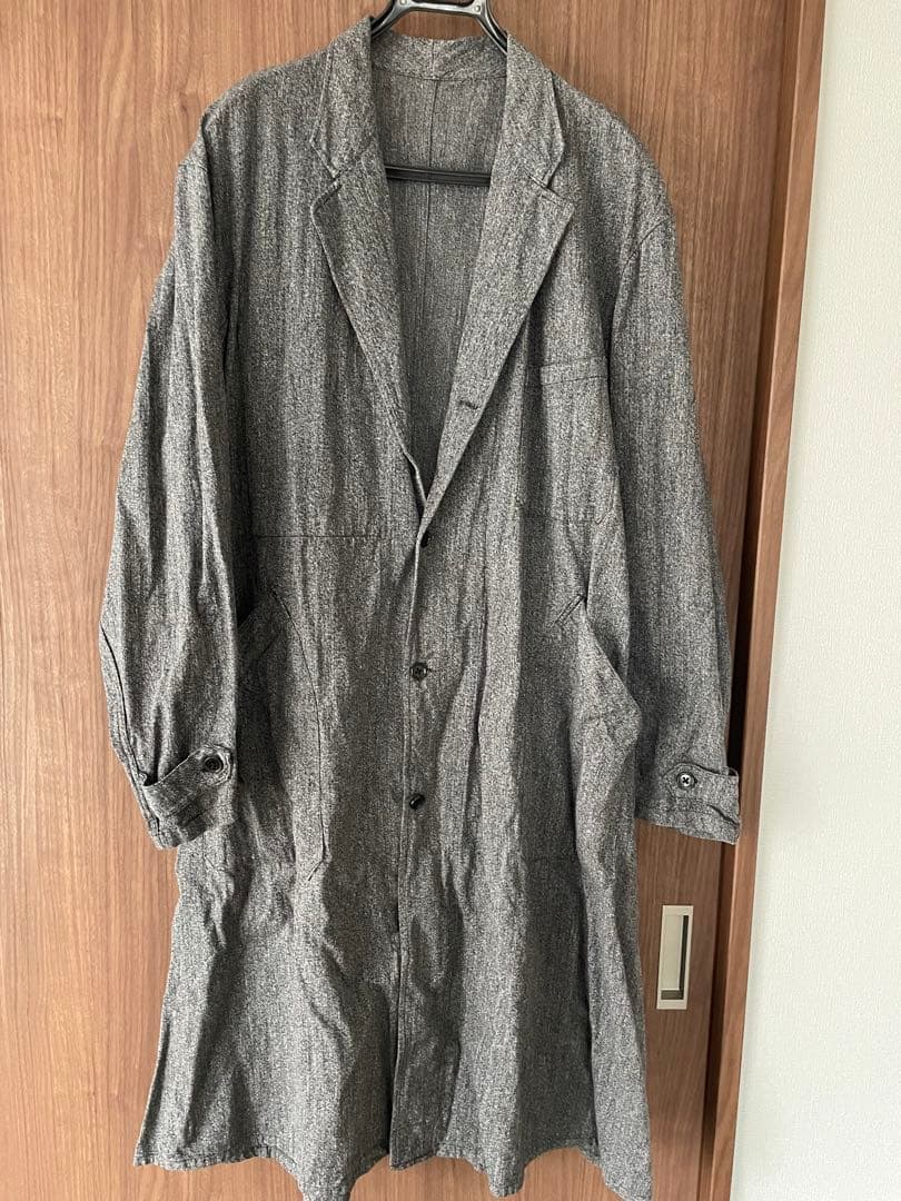 黒刺繍タグ★30s AU MOLINEL ブラックシャンブレー アトリエコート