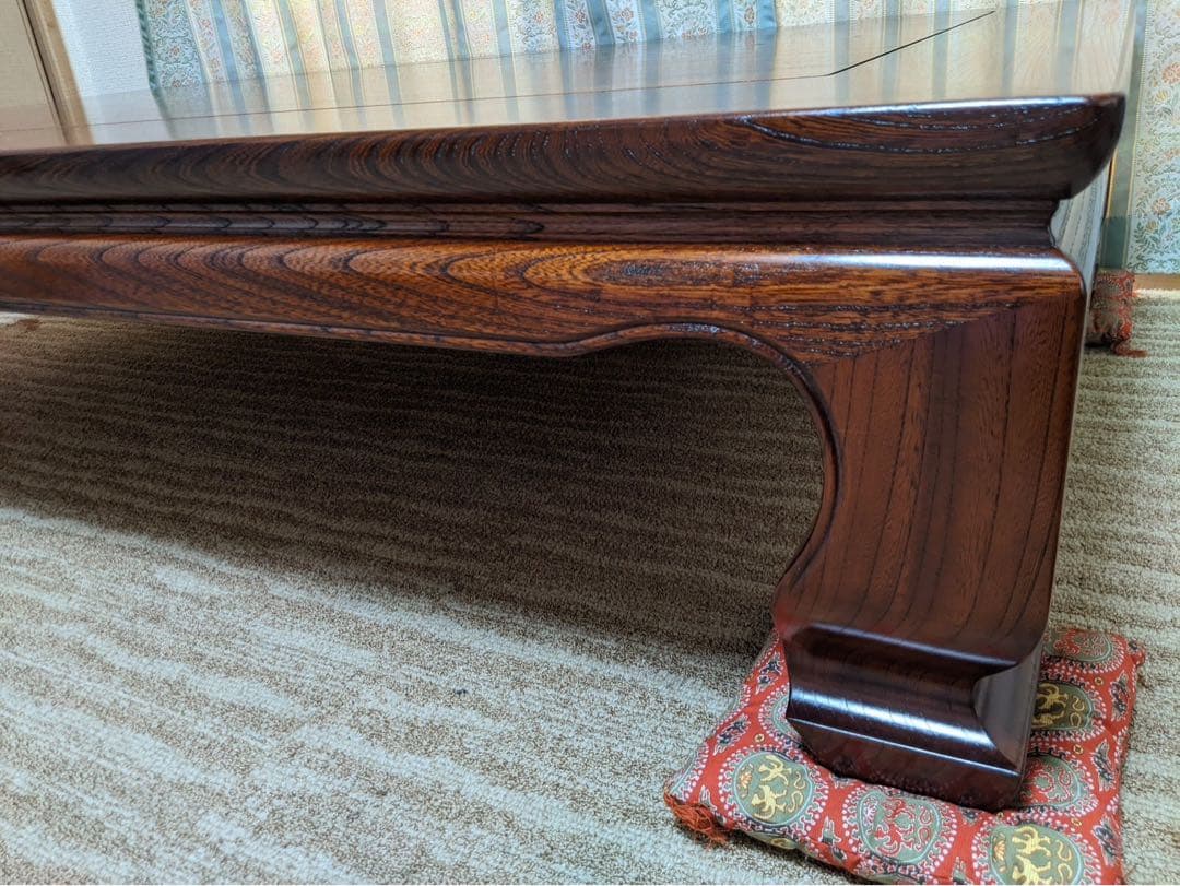 格安‼️座卓　未使用！国産天然木【総欅】 総けやき無垢材　あつらえ品、長期保管品！